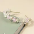 Serre-tête princesse pour fille avec perles et fleurs roses faites à la main - Bandeau Floral Rose