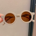 Retro round matte beige baby sunglasses with dark brown lenses for kids fashion - 1001 Brown (Round)
