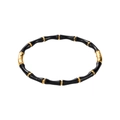 Brazalete de acero inoxidable con forma de bambú, esmalte negro y detalles dorados - Negro