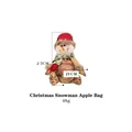 Weihnachts-Geschenkbeutel aus Leinen mit Schneemann-Motiv, Größe 25x21cm, Gewicht 48g, rot-grün - Weihnachtsschneemann Apfeltasche