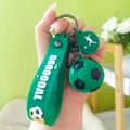 Green soccer themed keychain with GOOOOOAL silicone strap and football charm - Green