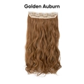 Golden Auburn clip-in hair extension with large wavy curls and five secure clips - Gold Brown