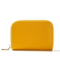 Yellow leather RFID card wallet with accordion slots and gold zipper closure - Yellow