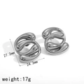 Detailed view of silver teardrop geometric earrings with 27.2mm size dimensions - Silver Spiral Twist Style (TE60073-S)