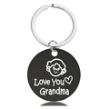 Dettaglio macro del portachiavi in metallo nero con incisione Love You Grandma - Portachiavi Nero (Y00034)