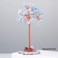 Aquamarine crystal money tree ornament with copper wire branches and agate base - Aquamarine (Agate Base)