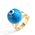 Verstellbarer Ring mit blauer Emaille-Glaskugel und goldener Doppelschicht-Band - Einstellbar Offen / Blau (13411)