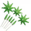 Tropical green palm leaf cocktail umbrellas with wooden sticks for party drinks - 10cm Small Coconut Tree Pick