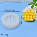 Molde de silicona redondo para gofres DIY con medidas y pieza terminada en color amarillo - Talla M (8.5cm)