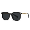 Lunettes de soleil aviateur noires avec monture carrée et branches en métal doré - C4 Monture Noire Verres Gris Noir