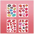 Set mit 4 temporären Tattoo-Aufklebern mit roten Lippen und Herzen für den Valentinstag - QM005-008 Trendiges Graffiti Lippenabdruck-Set (4 Blatt/Set)
