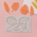 Tropical leaf silicone fondant mold with maple and monstera designs for DIY cake decoration - Grey Large Leaf Collection (370)