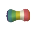 Juguete de peluche para perros con forma de hueso y rayas de colores de felpa suave - Hueso Arcoíris