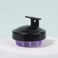 Ergonomic black and purple silicone scalp massage brush with a non-slip handle for hair washing - Black Purple