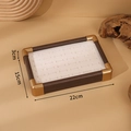 Detail view of walnut wood jewelry tray for rings with dimensions 22x15x3cm - 36 Slots / Beige