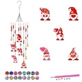 DIY Valentine Gnome Diamond Painting Wind Chime Kit with heart patterns and red beads - Hugs Kisses Gnome Style