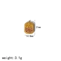 Dettaglio di un ciondolo rettangolare dorato con cristalli gialli e altezza 21 mm - Stile Rettangolo Giallo Arancio (TP002-YE)