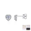 Moissanite heart-shaped silver earrings with halo setting and GRA certificate - 925 Silver / Heart Style (MSE0041)