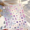 3D colorful gradient star and cherry nail art stickers with glossy M-1177 design - M-1177-New Relief with Transparent Glass Fragments