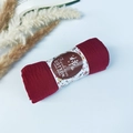 Pleated bubble shawl in deep wine red cotton fabric with fashion floral card packaging - Style #6