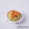 Miniature shrimp fried rice keychain in a hexagonal white bowl, 6.3cm food model charm - Small Shrimp Fried Rice - Octagonal Bowl - No Keychain