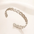 Bracciale rigido a C regolabile in acciaio al titanio argento con trama vintage da uomo - 02 Acciaio