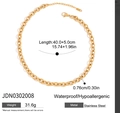 Dimensioni dettagliate della collana a Y in acciaio inossidabile dorato con specifiche - Stile Catena Spessa Resistente (JDN0302008)