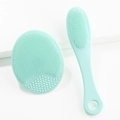 Mint green silicone face brush set for deep pore cleaning and blackhead removal - Light Blue