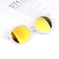 Matte white round kids sunglasses with yellow mirrored reflective lenses and UV400 - Sand White Frame Orange Lens