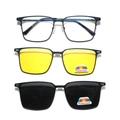 Set occhiali da sole polarizzati quadrati con lenti magnetiche per guida e sport - Blu scuro