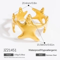 Gold starfish ring made of waterproof hypoallergenic stainless steel with dimensions shown - JZ21451-Gold Minimal Starfish