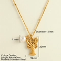 Golden stainless steel necklace featuring a lobster pendant and a white pearl - Imitation Pearl + Lobster(25192)