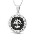 Silberner Lebensbaum-Anhänger mit schwarzer Emaille und funkelnden Zirkoniasteinen - Silberner Mit Strass Eingelegter Schwarzer Basis Lebensbaum Stil (KP46111-K)