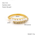 18K vergoldeter Edelstahlring mit eleganten Perlen und funkelnden Strasssteinen - Perle Rhinestone Einreihiger Stil (1143)