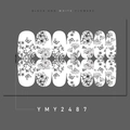 Close-up of black and white flower nail stickers with butterfly patterns for DIY manicure - Hand-painted Floral and Butterfly (YMY2487)