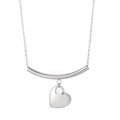 Collar minimalista de acero inoxidable plateado con barra curva y colgantes de corazón - Collar con colgante de corazón y barra curva (KN236930-Z) / Color Acero