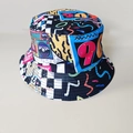 Bob réversible coloré style graffiti années 90 pour protection solaire et look rétro - Foncé 90S