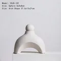 Minimalist white ceramic art vase with an 8cm sphere and 27.5cm curved bridge structure - Rockery Vase Ornament-102