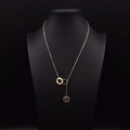 Golden long sweater necklace with freshwater pearls and vintage portrait coin pendant - Coin Portrait Pearl Ring Necklace