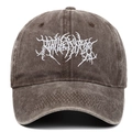 Vintage washed Gothic street punk baseball cap with 3D white embroidery in brown gray - Coffee