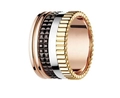 Quatre style multi-band ring in 18K rose, white, and black gold finish with geometric texture - Style 13