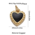 Golden heart charm with black evil eye inlay in copper, 12mm x 9mm for jewelry making - Cx147-05 / 18K Gold