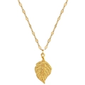 Minimalist gold leaf pendant necklace in titanium steel with Chinese character engraving - Gold (Success Wish)