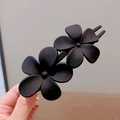 Pince à cheveux chic noire mate avec double fleur et design élégant en résine - Fleur Mate / Noir