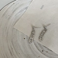 Silver geometric Cuban link chain drop earrings with S925 sterling silver needles - Silver Cuban Link Dangle (E055)