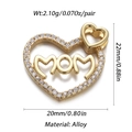 Pendente cuore dorato con scritta MOM e strass bianchi per collane e gioielli - Ciondolo Doppio Cuore MOM Cavo Pieno di Strass (CX145-4)