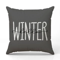 Federa per cuscino in lino grigio scuro con stampa bianca Hello Winter - Grigio Scuro Stampa WINTER