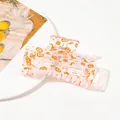 Pink translucent Halloween square hair claw clip with festive pumpkin and ghost prints - Halloween Pumpkin