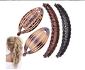 Set of four tortoiseshell and dark brown banana hair clips for elegant styling - Set 17 (4 Pcs)