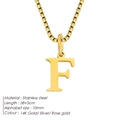 Gold-plated stainless steel box chain necklace featuring a minimalist letter F pendant. - Letter F / Gold